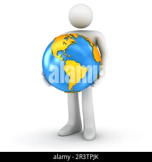 Mann, hält Globus Stockfoto
