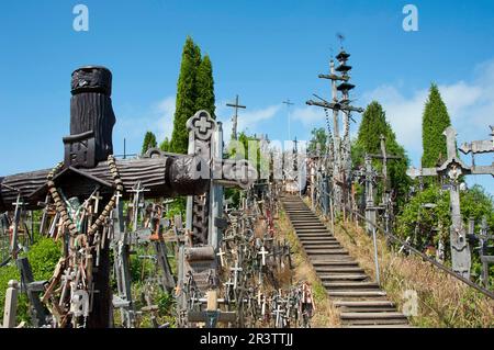 Berg der Kreuze, Litauen, baltische Staaten, Europa, Heiligtum, In der Nähe von Siauliai, Kryziu kalnas Stockfoto