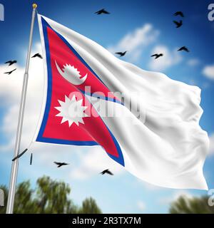 Flagge von Nepal Stockfoto