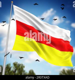 Flagge von Süd-Ossetien Stockfoto