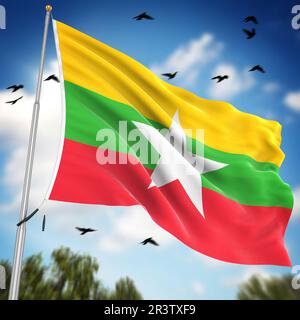 Flagge von Myanmar Stockfoto