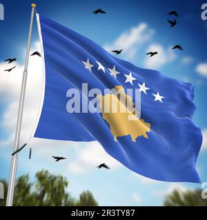 Flagge des Kosovo Stockfoto