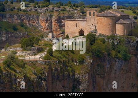 San Frutos del Duraton Hermitage, Hoces del Duraton, Duraton River Gorges, Hoces del Rio Duraton Natural Park, Sepulveda, Segovia Province Stockfoto