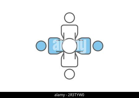 Symbol für Zusammenarbeit im Unternehmen. Menschen, Teamarbeit. Zweifarbiges Icon-Design. Einfache Vektorkonstruktion editierbar Stock Vektor