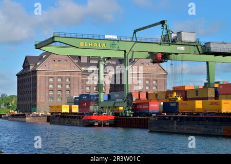 Container, Behala, Westhafen, Berlin, Deutschland Stockfoto