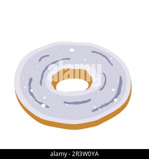 Süßes Violett Donut, von Hand gezeichnete Vektorzeichnung, isolierte Illustration Stock Vektor