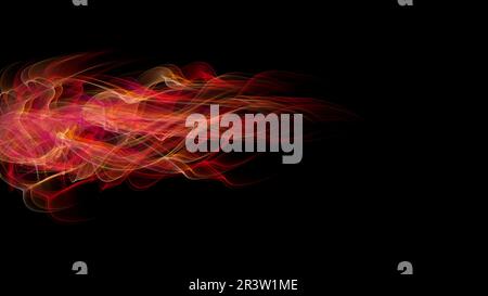 Grafische Darstellung auf schwarzem Hintergrund von verlaufenden roten Leuchtkörpern Stockfoto