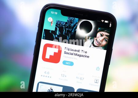 China. 22. Mai 2023. In dieser Fotoabbildung wird das Flipboard-Logo im App Store eines iPhones angezeigt. (Kreditbild: © Sheldon Cooper/SOPA Images via ZUMA Press Wire) NUR REDAKTIONELLE VERWENDUNG! Nicht für den kommerziellen GEBRAUCH! Stockfoto