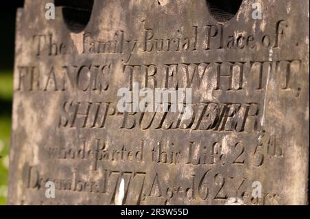 Detail des Grabes von Francis Trewhitt auf dem Friedhof der St. Andrews Kirche, Newcastle upon tyne Stockfoto