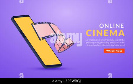 Online Kino Poster Konzept Hintergrund. Film Film Projektor alte Kamera Flyer digitalen Film Stock Vektor