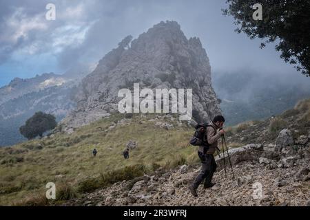 Aufsteigen auf den Sporn von Xaragal De Sa Camamilla Stockfoto