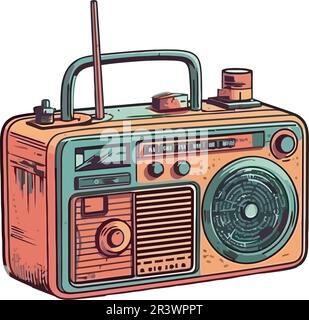 Altmodische Boom-Box mit analogem Audio Stock Vektor