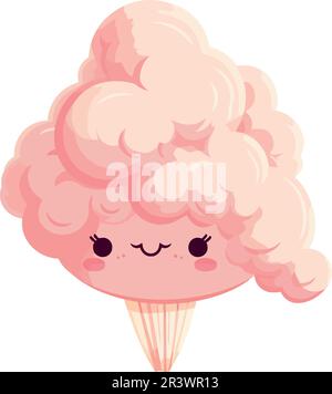 Süße Zuckerwatte, kawaii, rosa Stock Vektor