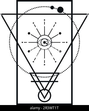 Abstrakte geometrische magische Form. Abstraktes mysteriöses Symbol isoliert auf weiß Stock Vektor