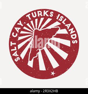 Salt Cay, Turks Islands Stempel. Reisen Sie roten Stempel mit der Karte der Insel, Vektor-Illustration. Stock Vektor