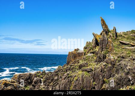 Blick auf die galizische Küste, dieses Gebiet ist bekannt als die Vela Küste in der Nähe von Pontevedra, Galicien, Spanien Stockfoto