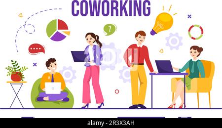 Zusammenarbeit mit Kollegen, die im Büro sprechen, sich treffen und arbeiten, in Form von handgezeichneten Landing-Page-Vorlagen für flache Cartoons Stock Vektor