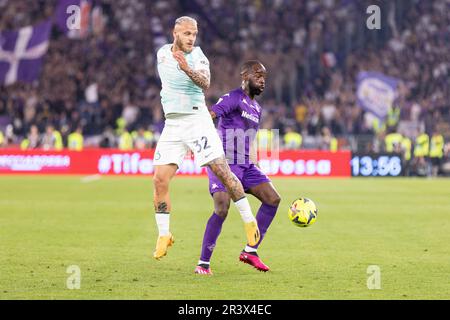 Rom, Italien - Mai 24 2023 - Fiorentina gegen f.c. Internazionale Finale Coppa Italia - dimarco federico f.c. internazionale und ikonè fiorentina Credit: Kines Milano/Alamy Live News Stockfoto