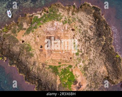 Punische Ausgrabungsstätte, Na Galera Islet, Can Pastilla, Palma, Mallorca, Balearen, Spanien, Europa. Stockfoto