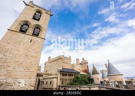 Castillo Palacio de Olite, Comunidad foral de Navarra, Spanien. Stockfoto