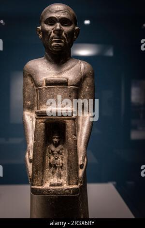 Sematauy Statue, Basalt, ptolemäische Dynastie, 150-30 v. Chr., Ägypten, Sammlung des British Museum. Stockfoto