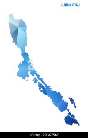 Polygonale Losinj-Vektordarstellung. Lebendige geometrische Insel mit niedrigem Poly-Stil. Tolle Illustration für Ihre Infografiken. Technologie, Internet, Netzwerkverbindung Stock Vektor