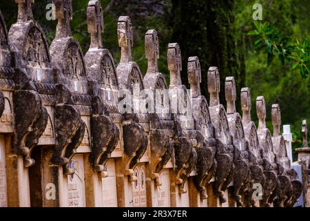 Städtischer Friedhof Andratx, Mallorca, Balearen, Spanien. Stockfoto