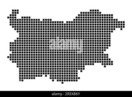Landkarte Bulgarien. Karte von Bulgarien im gepunkteten Stil. Ländergrenzen mit Rechtecken für Ihr Design. Vektordarstellung. Stock Vektor