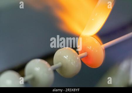 Opalina, fundido de La Fabrica de Perlas Orquidea, Montuiri, Mallorca, Balearen, Spanien. Stockfoto