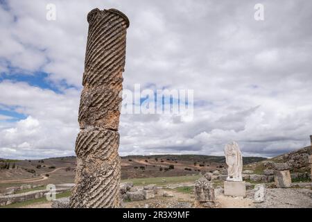 Teatro Romano, Parque arqueológico de Segóbriga, Saelices, Cuenca, Castilla-La Mancha, Spanien. Stockfoto