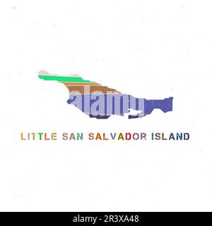 Little San Salvador Island Kartendesign. Form der Insel mit wunderschönen geometrischen Wellen und Grunge-Textur. Erstaunliche Vektordarstellung. Stock Vektor