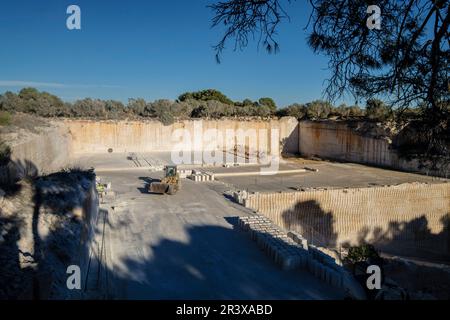 Cantera de Mares, (arenisca), Llucmajor, Mallorca, Balearen, Spanien. Stockfoto