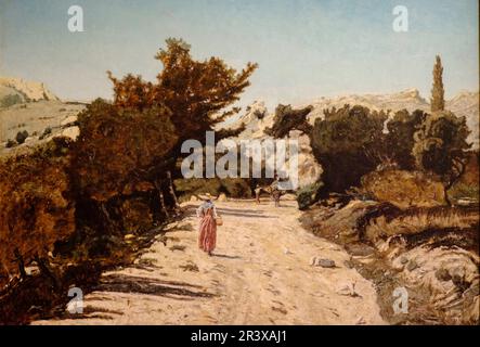 Paul Guigou, Route de La Gineste, près de Marseille, En 1859, . huile sur toile, Museo de Orsay, Ministerio de Cultura y Comunicación Francés, Paris, Frankreich, Westeuropa. Stockfoto