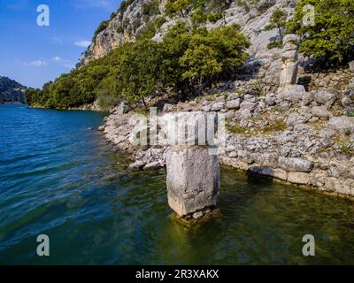 Yacimiento de Almallutx, Escorca, Paraje natural de la Serra de Tramuntana, Mallorca, Balearen, Spanien. Stockfoto