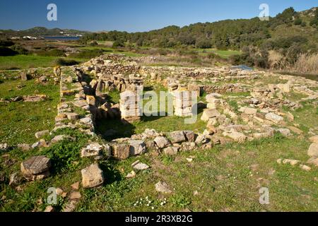 Basilika paleocristiana de Es Cap des Port, siglo V despues de Cristo. Fornells. Es Mercadal. Menorca Islas Baleares. Spanien. Stockfoto