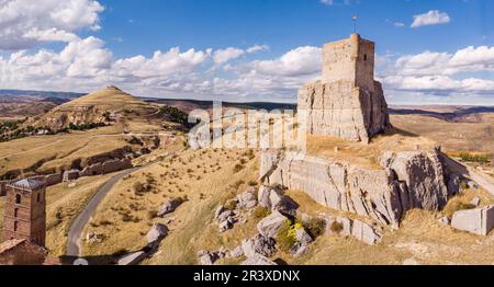 Burg von Atienza, Festung muslimischen Ursprungs, Atienza, Provinz Guadalajara, Spanien. Stockfoto