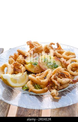 SA Figuera Restaurant, Tintenfisch, La Mola, Formentera, Pitiusas-Inseln, Balearengemeinschaft, Spanien. Stockfoto