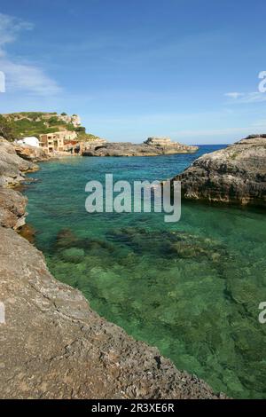 S'Almunia (Caló des Macs). Santanyi. Migjorn. Mallorca Balearen. España. Stockfoto