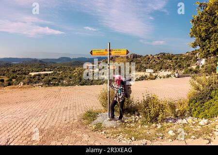 Die Route auf der Lykischen Art zu finden, Kapakli, Demre, Türkei Stockfoto