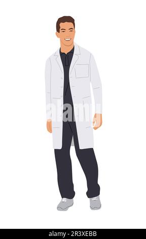 Männlicher Arzt. Lächelnder junger Sanitäter. Stock Vektor