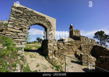 iglesia de Santa Elena, Pueblo de Santa Creu, Parque Natural del cabo de Creus, Girona, Catalunya, Spanien. Stockfoto