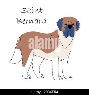 Saint Bernard . Süße Hundefiguren. Flache Form und Linienführung. Vektordarstellung . Stock Vektor