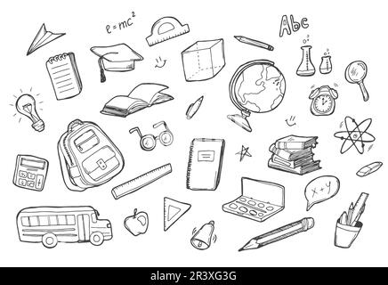 Schulelement im Doodle- oder Skizzenstil auf Notizbuchillustration Stock Vektor