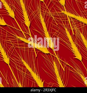 Weizenohren im Wind. Nahtlose Mustervektordarstellung Stock Vektor