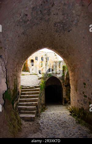 Krak (CRAC) des Chevaliers, auch bekannt als (Schloss der Kurden) und früher CRAC de l'Ospital, ist eine Kreuzritter-Burg in Syrien und eine der imponiertesten Stockfoto