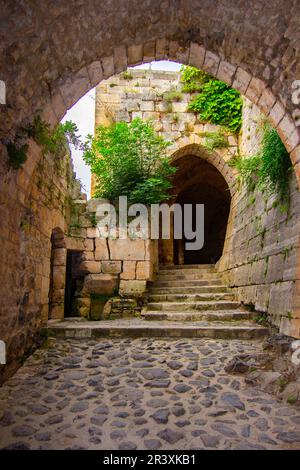 Krak (CRAC) des Chevaliers, auch bekannt als (Schloss der Kurden) und früher CRAC de l'Ospital, ist eine Kreuzritter-Burg in Syrien und eine der imponiertesten Stockfoto