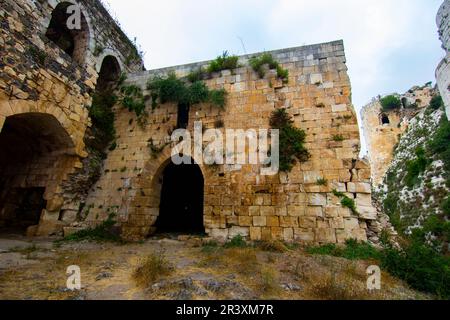 Krak (CRAC) des Chevaliers, auch bekannt als (Schloss der Kurden) und früher CRAC de l'Ospital, ist eine Kreuzritter-Burg in Syrien und eine der imponiertesten Stockfoto