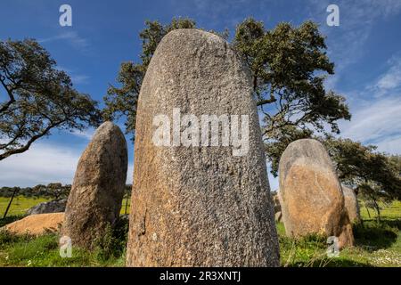 Cromlech Vale Maria do Meio, Nossa Senhora da Graça do Divor, Évora, Alentejo, Portugal. Stockfoto