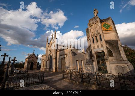 Modernistisches Mausoleum der Familie Bestard, 19th Jahrhundert, Friedhof Santa Maria, Mallorca, Balearen, Spanien. Stockfoto