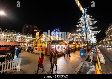 Mercado de Navidad de George Square, Glasgow, lowands, Reino Unido. Stockfoto